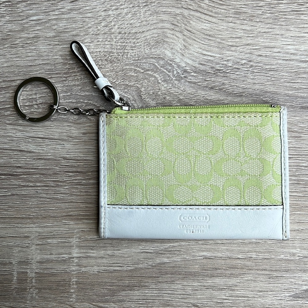 Coach Silver/Pear/White Signature Mini Skinny